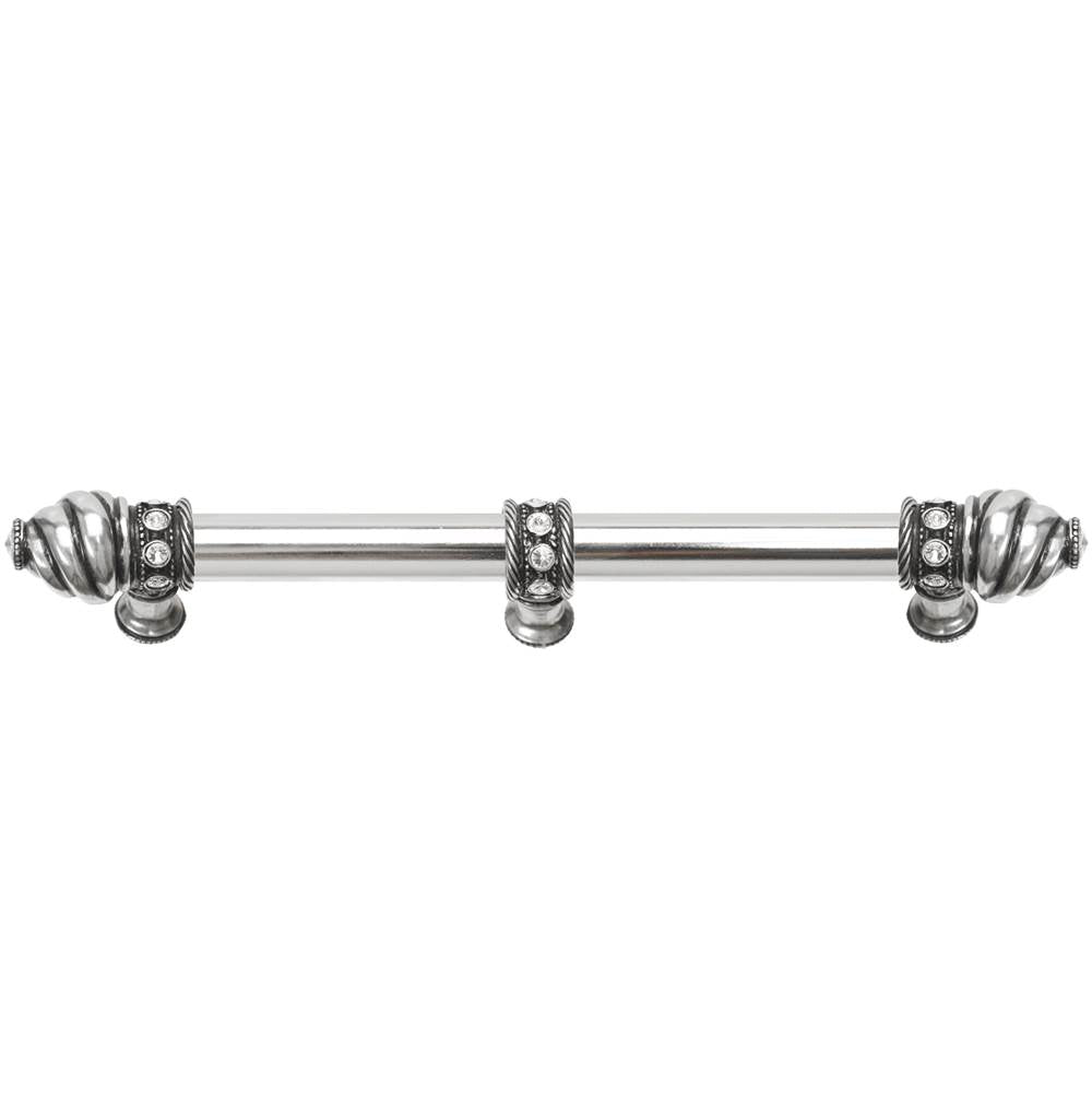 Carpe Diem Hardware - Cache 9'' O.C. (Approximately) With 5/8'' Smooth Center Long Pull and Center Brace With 16 Rivoli Swarovski Clear Crystals In Chalice. - Chalice