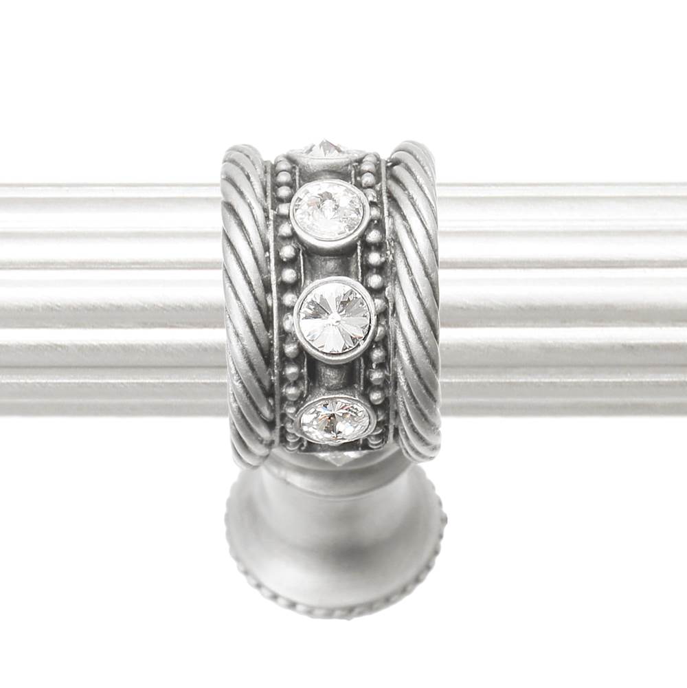 Cache 9'' O.C. (Approximately) With 5/8'' Reeded Center Long Pull and Center Brace With 16 Rivoli Swarovski Clear Crystals In Satin