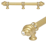 Carpe Diem Hardware - Cache 9'' O.C. (Approximately) With 5/8'' Reeded Center Long Pull and Center Brace With 16 Rivoli Swarovski Clear Crystals In Soft Gold - Soft Gold