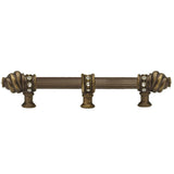 Carpe Diem Hardware - Cache 9'' O.C. (Approximately) With 5/8'' Reeded Center Long Pull and Center Brace With 16 Rivoli Swarovski Clear Crystals In Antique Brass. - Antique Brass