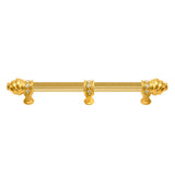 Carpe Diem Hardware - Cache 9'' O.C. (Approximately) With 5/8'' Reeded Center Long Pull and Center Brace With 16 Rivoli Swarovski Clear Crystals In Gilded Mercury. - Gilded Mercury
