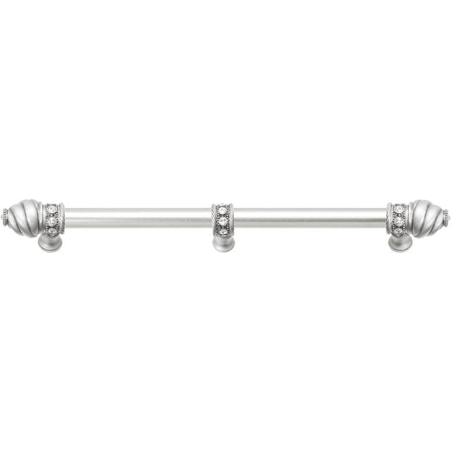 Carpe Diem Hardware - Cache 12'' O.C. (Approximately) With 5/8'' Smooth Center Long Pull and Center Brace With 16 Rivoli Swarovski Clear Crystals In Satin - Satin
