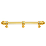 Carpe Diem Hardware - Cache 12'' O.C. (Approximately) With 5/8'' Smooth Center Long Pull With 23 Rivoli Swarovski Aurore Boreale Crystals With Center Brace - Gilded Mercury