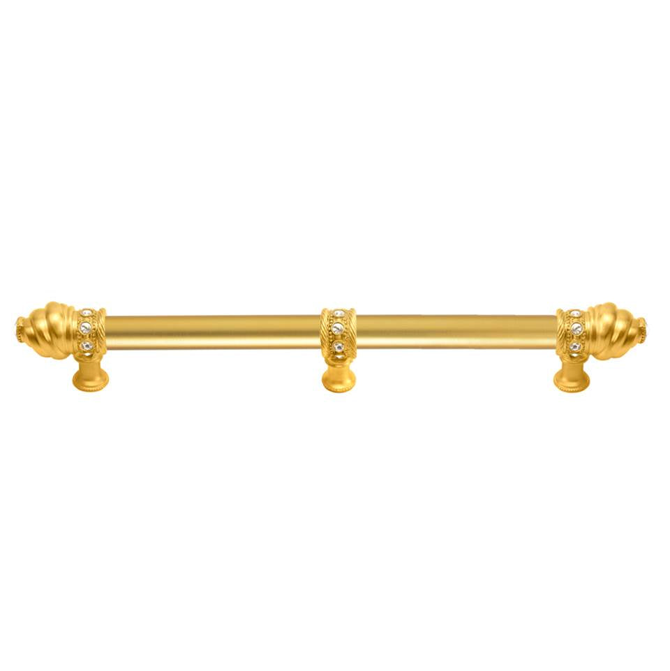 Carpe Diem Hardware - Cache 12'' O.C. (Approximately) With 5/8'' Smooth Center Long Pull and Center Brace With 16 Rivoli Swarovski Clear Crystals In Gilded Mercury. - Gilded Mercury