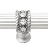 Cache 12'' O.C. (Approximately) With 5/8'' Reeded Center Long Pull and Center Brace With 16 Rivoli Swarovski Clear Crystals In Satin
