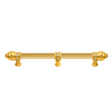 Carpe Diem Hardware - Cache 12'' O.C. (Approximately) With 5/8'' Reeded Center Long Pull and Center Brace With 16 Rivoli Swarovski Clear Crystals In Gilded Mercury. - Gilded Mercury