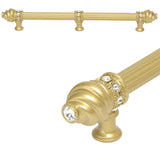 Carpe Diem Hardware - Cache 18'' O.C. (Approximately) With 5/8'' Reeded Center Long Pull and Center Brace With 16 Rivoli Swarovski Clear Crystals In Soft Gold - Soft Gold