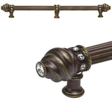 Carpe Diem Hardware - Cache 18'' O.C. (Approximately) With 5/8'' Reeded Center Long Pull and Center Brace With 16 Rivoli Swarovski Clear Crystals In Antique Brass. - Antique Brass