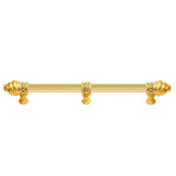 Carpe Diem Hardware - Cache 18'' O.C. (Approximately) With 5/8'' Reeded Center Long Pull With 23 Rivoli Swarovski Aurore Boreale Crystals With Center Brace - Gilded Mercury