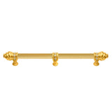 Carpe Diem Hardware - Cache 18'' O.C. (Approximately) With 5/8'' Reeded Center Long Pull and Center Brace With 16 Rivoli Swarovski Clear Crystals In Gilded Mercury. - Gilded Mercury