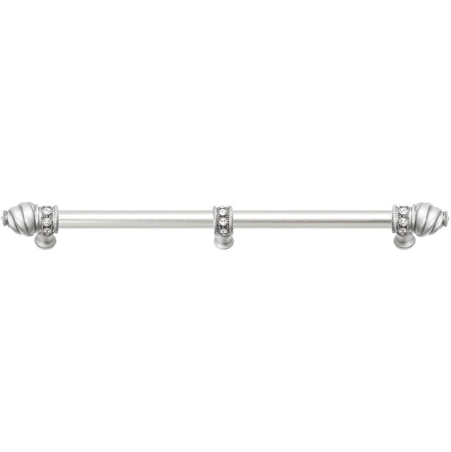 Carpe Diem Hardware - Cache 22'' O.C. (Approximately) With 5/8'' Smooth Center Long Pull and Center Brace With 16 Rivoli Swarovski Clear Crystals In Satin - Satin
