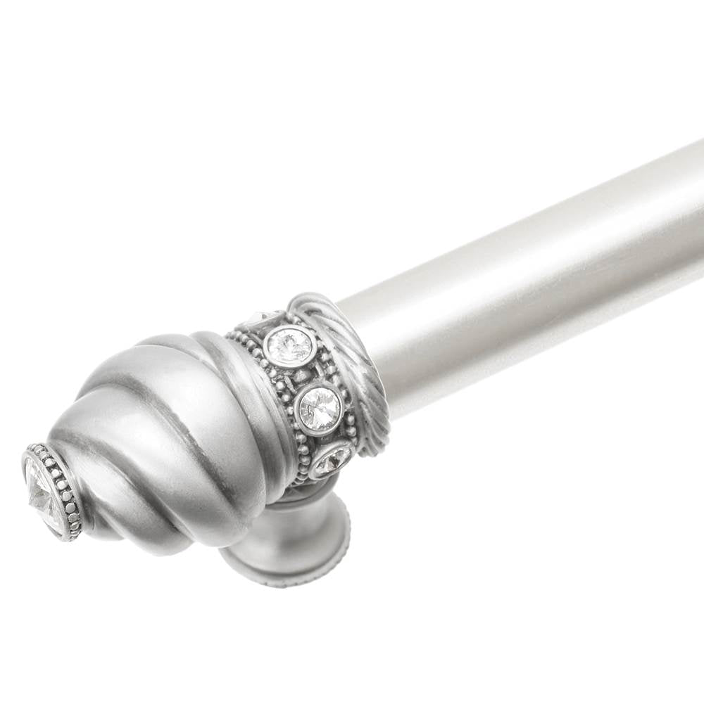 Cache 22'' O.C. (Approximately) With 5/8'' Smooth Center Long Pull and Center Brace With 16 Rivoli Swarovski Clear Crystals In Satin