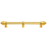 Carpe Diem Hardware - Cache 22'' O.C. (Approximately) With 5/8'' Smooth Center Long Pull With 23 Rivoli Swarovski Aurore Boreale Crystals With Center Brace - Gilded Mercury