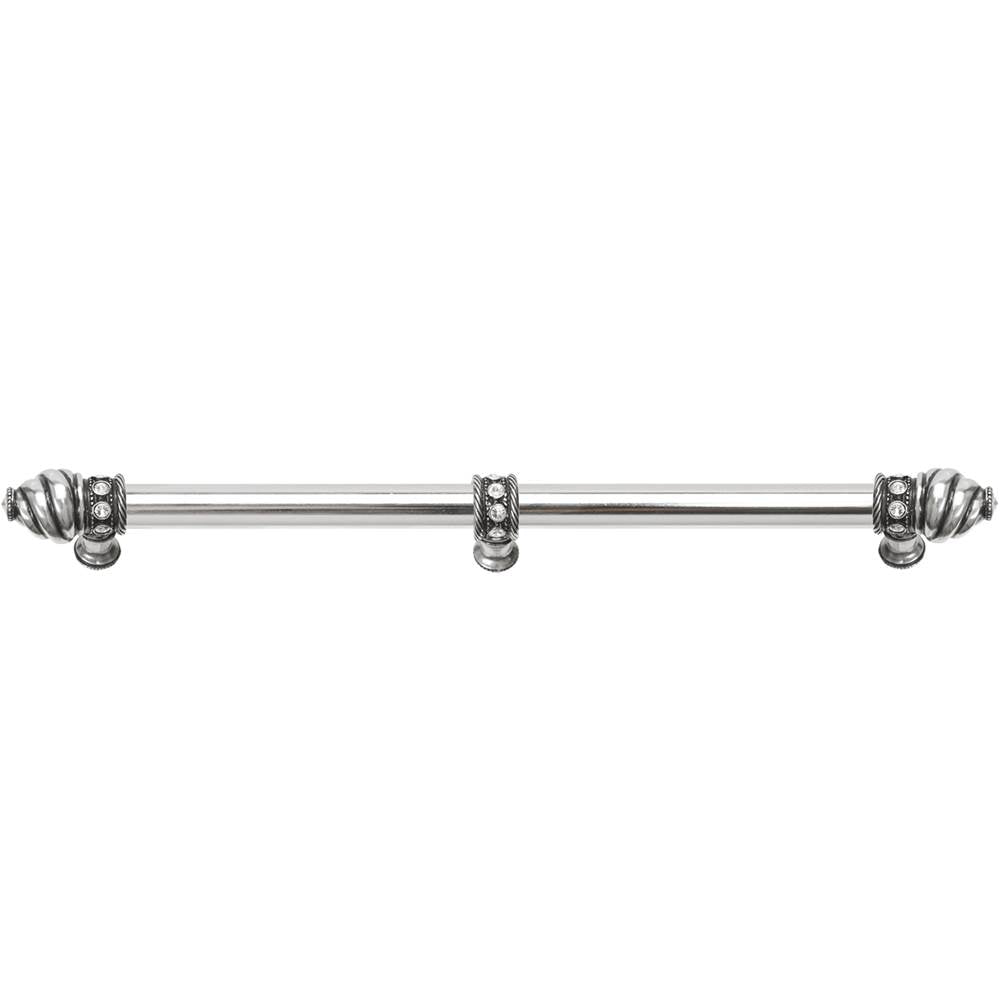 Carpe Diem Hardware - Cache 22'' O.C. (Approximately) With 5/8'' Smooth Center Long Pull and Center Brace With 16 Rivoli Swarovski Clear Crystals In Chalice. - Chalice