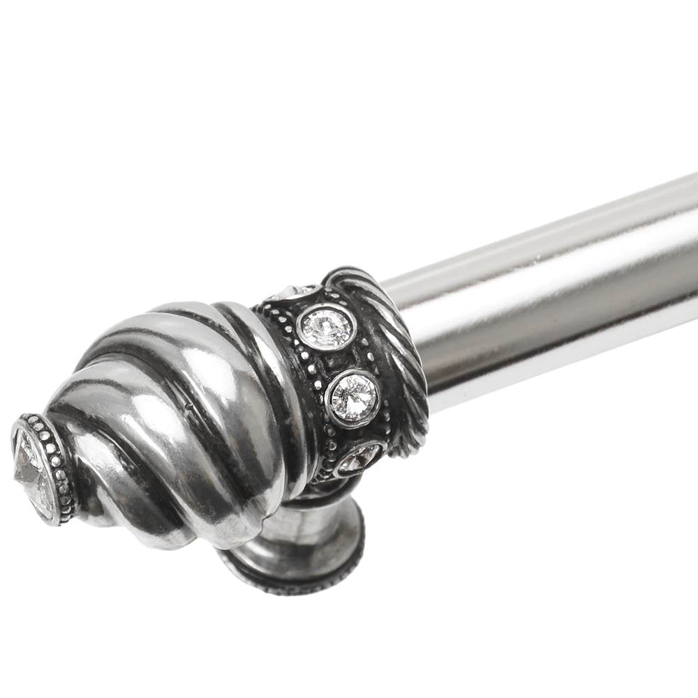 Cache 22'' O.C. (Approximately) With 5/8'' Smooth Center Long Pull and Center Brace With 16 Rivoli Swarovski Clear Crystals In Satin