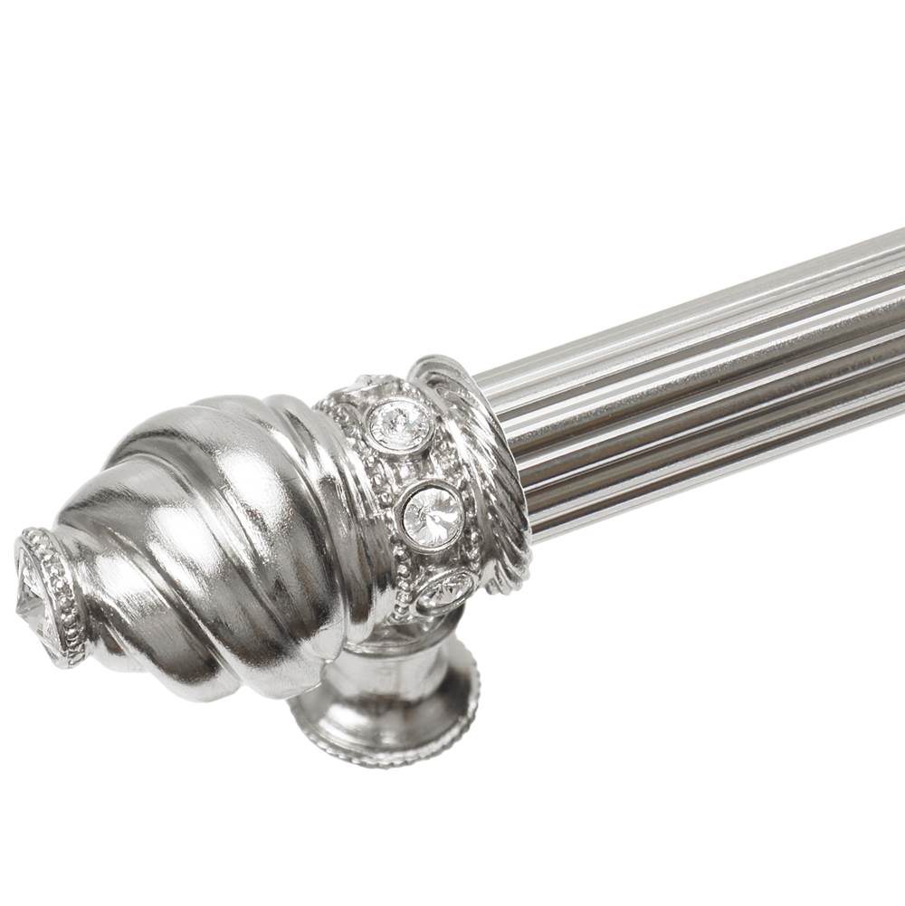 Cache 22'' O.C. (Approximately) With 5/8'' Reeded Center Long Pull and Center Brace With 16 Rivoli Swarovski Clear Crystals In Satin