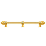 Carpe Diem Hardware - Cache 22'' O.C. (Approximately) With 5/8'' Reeded Center Long Pull With 23 Rivoli Swarovski Aurore Boreale Crystals With Center Brace - Gilded Mercury