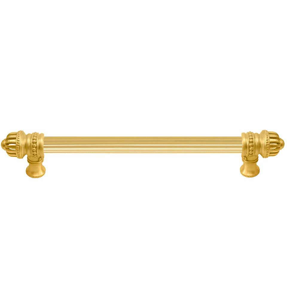 Carpe Diem Hardware - Cricket Cage 9'' O.C. (Approximately) With 5/8'' Reeded Center Long Pull Large Finial In Gilded Mercury. - Gilded Mercury