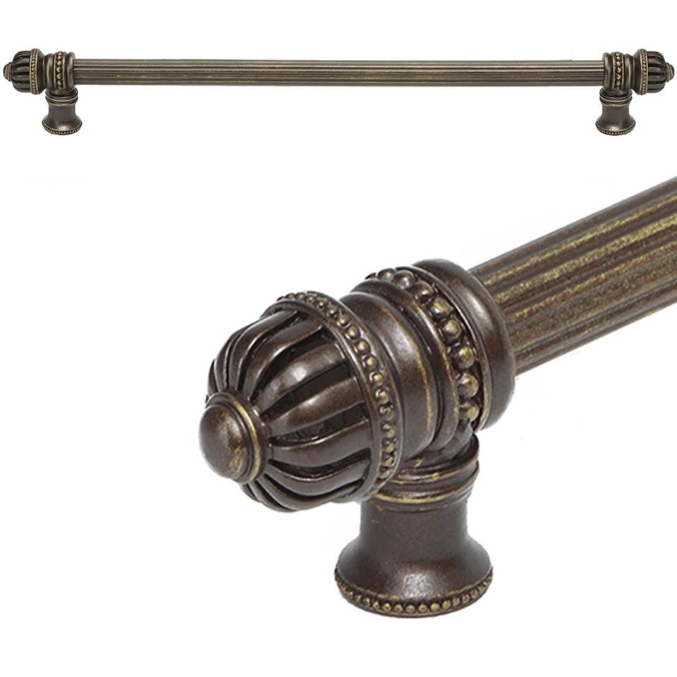 Carpe Diem Hardware - Cricket Cage 22'' O.C. (Approximately) With 5/8'' Reeded Center Long Pull Large Finial In Antique Brass. - Antique Brass