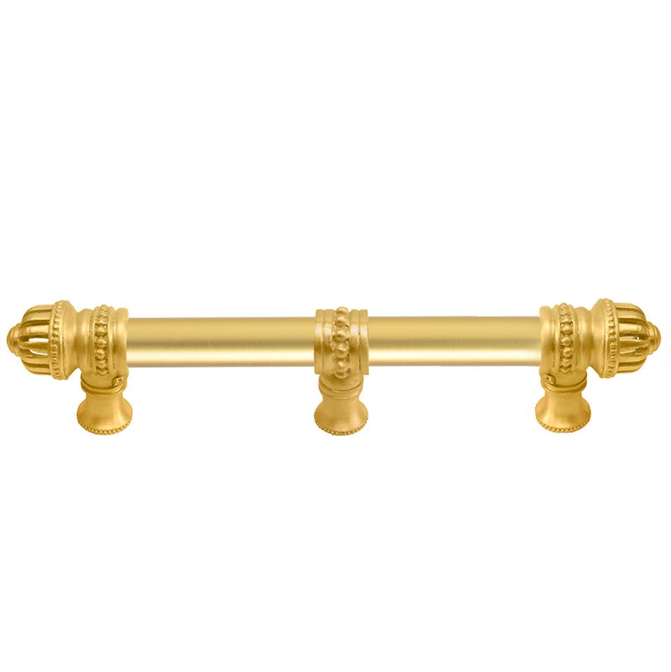 Carpe Diem Hardware - Cricket Cage 6'' O.C. (Approximately) With 5/8'' Smooth Center Long Pull and Center Brace Large Finial In Gilded Mercury. - Gilded Mercury