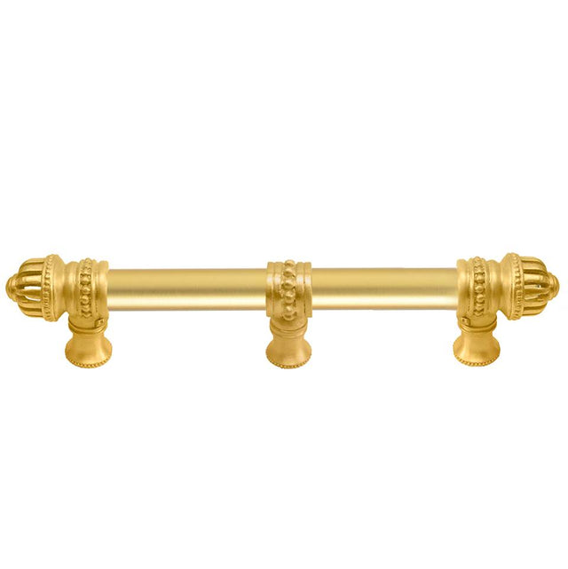Carpe Diem Hardware - Cricket Cage 6'' O.C. (Approximately) With 5/8'' Smooth Center Long Pull and Center Brace Large Finial In Gilded Mercury. - Gilded Mercury