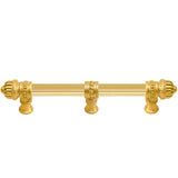 Carpe Diem Hardware - Cricket Cage 6'' O.C. (Approximately) With 5/8'' Reeded Center Long Pull and Center Brace Large Finial In Gilded Mercury. - Gilded Mercury