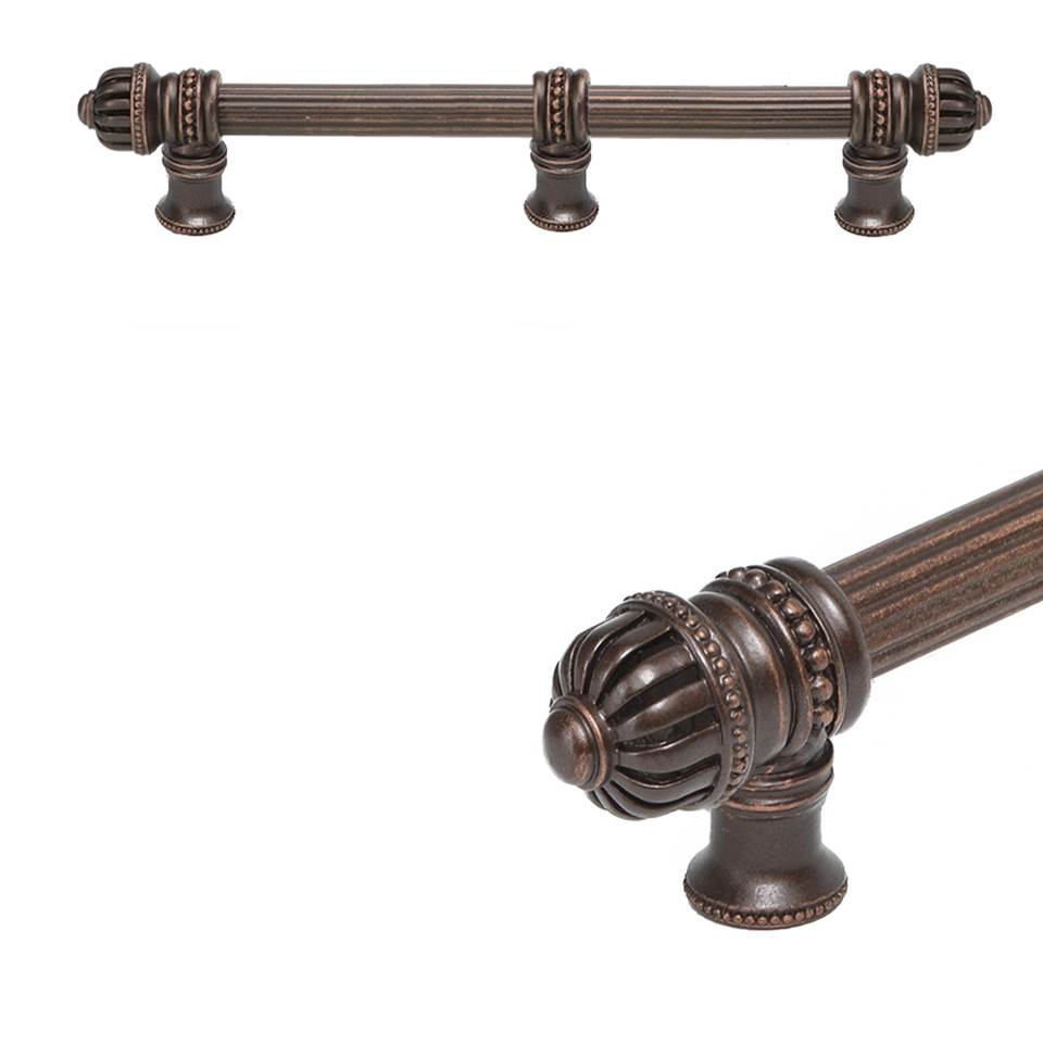 Carpe Diem Hardware - Cricket Cage 9'' O.C. (Approximately) With 5/8'' Reeded Center Long Pull and Center Brace Large Finial In Antique Brass. - Antique Brass