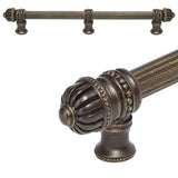 Carpe Diem Hardware - Cricket Cage 12'' O.C. (Approximately) With 5/8'' Reeded Center Long Pull and Center Brace Large Finial In Antique Brass. - Antique Brass