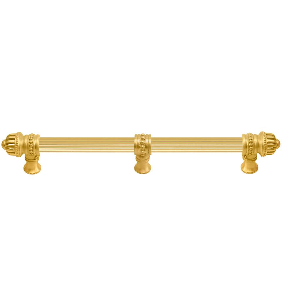 Carpe Diem Hardware - Cricket Cage 12'' O.C. (Approximately) With 5/8'' Reeded Center Long Pull and Center Brace Large Finial In Gilded Mercury. - Gilded Mercury