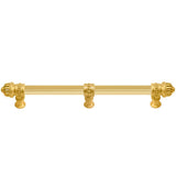 Carpe Diem Hardware - Cricket Cage 12'' O.C. (Approximately) With 5/8'' Reeded Center Long Pull and Center Brace Large Finial In Gilded Mercury. - Gilded Mercury