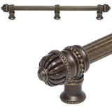 Carpe Diem Hardware - Cricket Cage 18'' O.C. (Approximately) With 5/8'' Reeded Center Long Pull and Center Brace Large Finial In Antique Brass. - Antique Brass