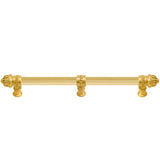 Carpe Diem Hardware - Cricket Cage 18'' O.C. (Approximately) With 5/8'' Reeded Center Long Pull and Center Brace Large Finial In Gilded Mercury. - Gilded Mercury