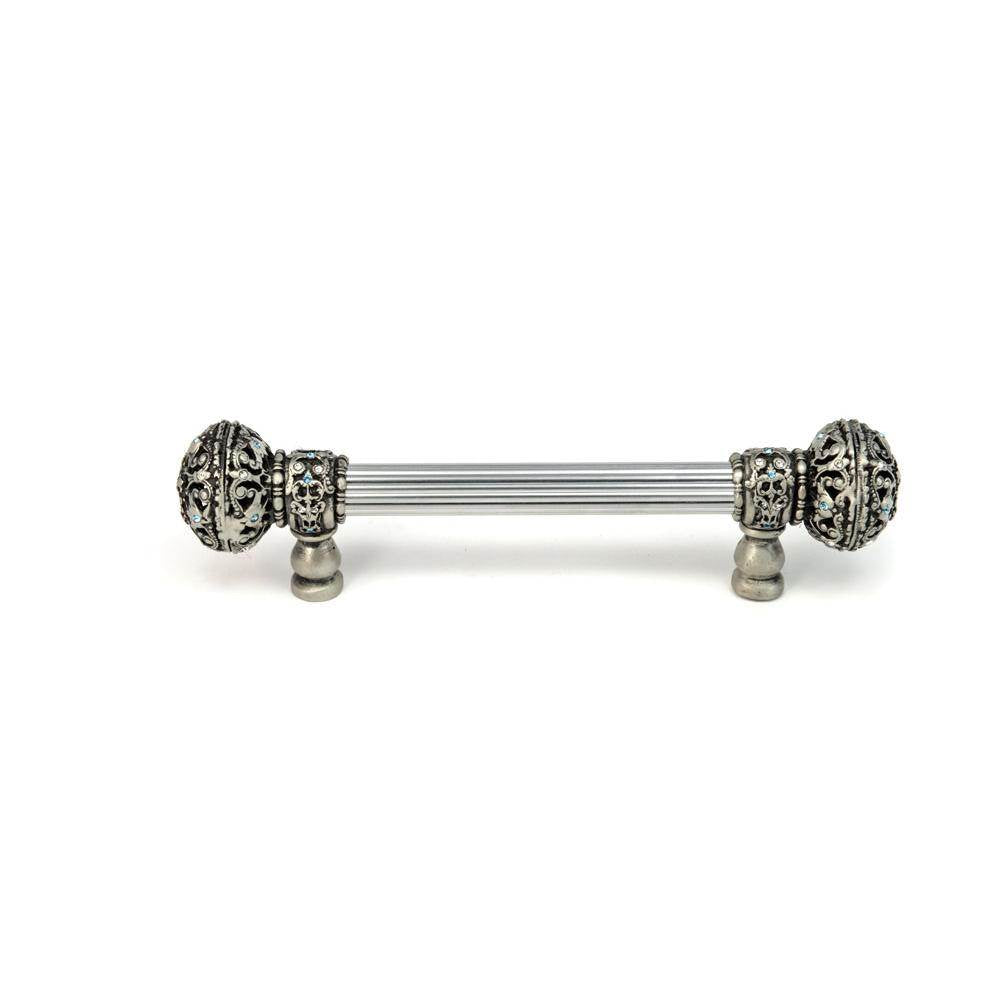 Carpe Diem Hardware - Juliane Grace 6'' O.C. Approx w/ 5/8'' Smooth Center Long Pull Large Finial w/ 56 Swarovski Crystals - Soft Gold