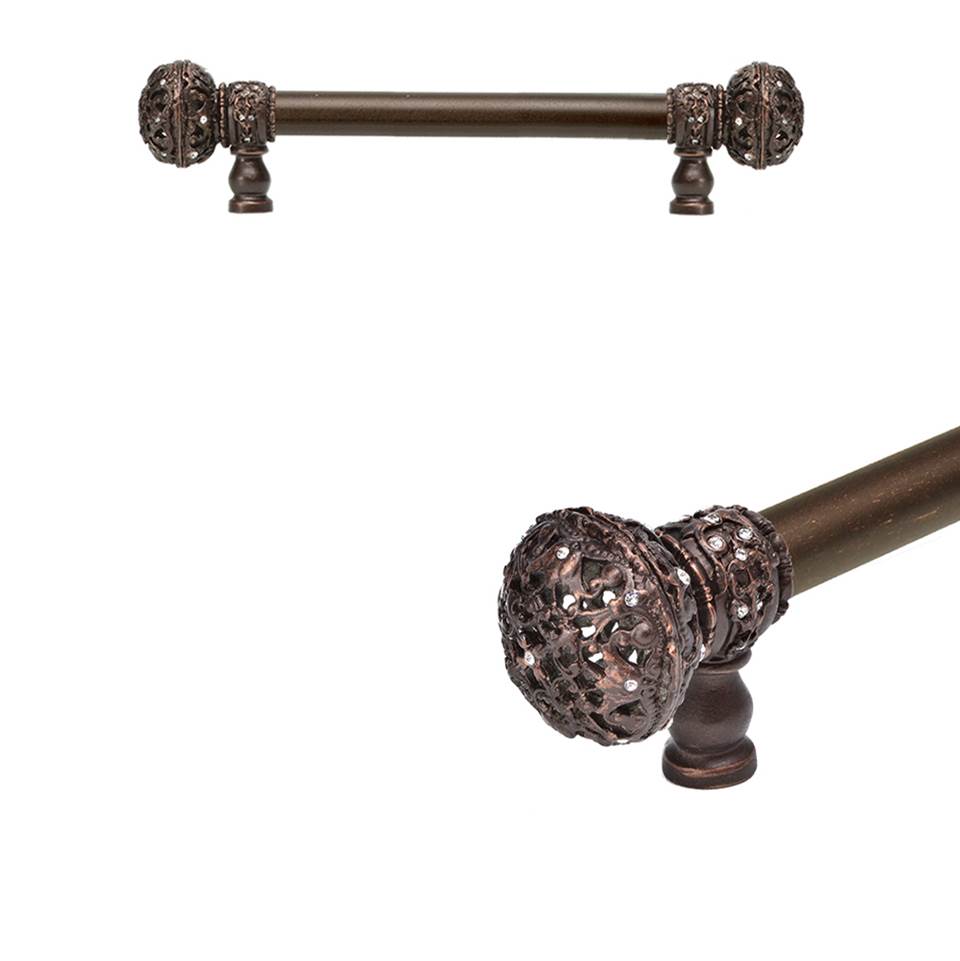 Carpe Diem Hardware - Juliane Grace 6'' O.C. (Approx) With 5/8'' Smooth Center Long Pull Large Finial W/ 56 Swarovski Clear Crystals - Oil Rubbed Bronze