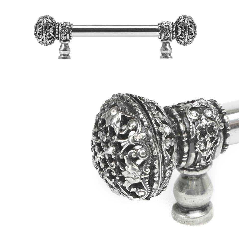 Carpe Diem Hardware - Juliane Grace 6'' O.C. (Approximately) With 5/8'' Smooth Center Long Pull Large Finial With Clear Swarovski Crystals In Chalice. - Chalice