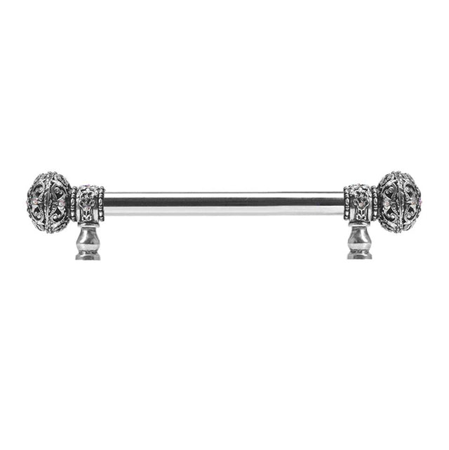 Carpe Diem Hardware - Juliane Grace 6'' O.C. (Approx) With 5/8'' Smooth Center Long Pull Large Finial W/ 56 Swarovski Clear and Aurore Boreale Crystals - Chalice