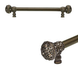 Carpe Diem Hardware - Juliane Grace 9'' O.C. (Approximately) With 5/8'' Smooth Center Long Pull Large Finial With Clear Swarovski Crystals In Antique Brass. - Antique Brass