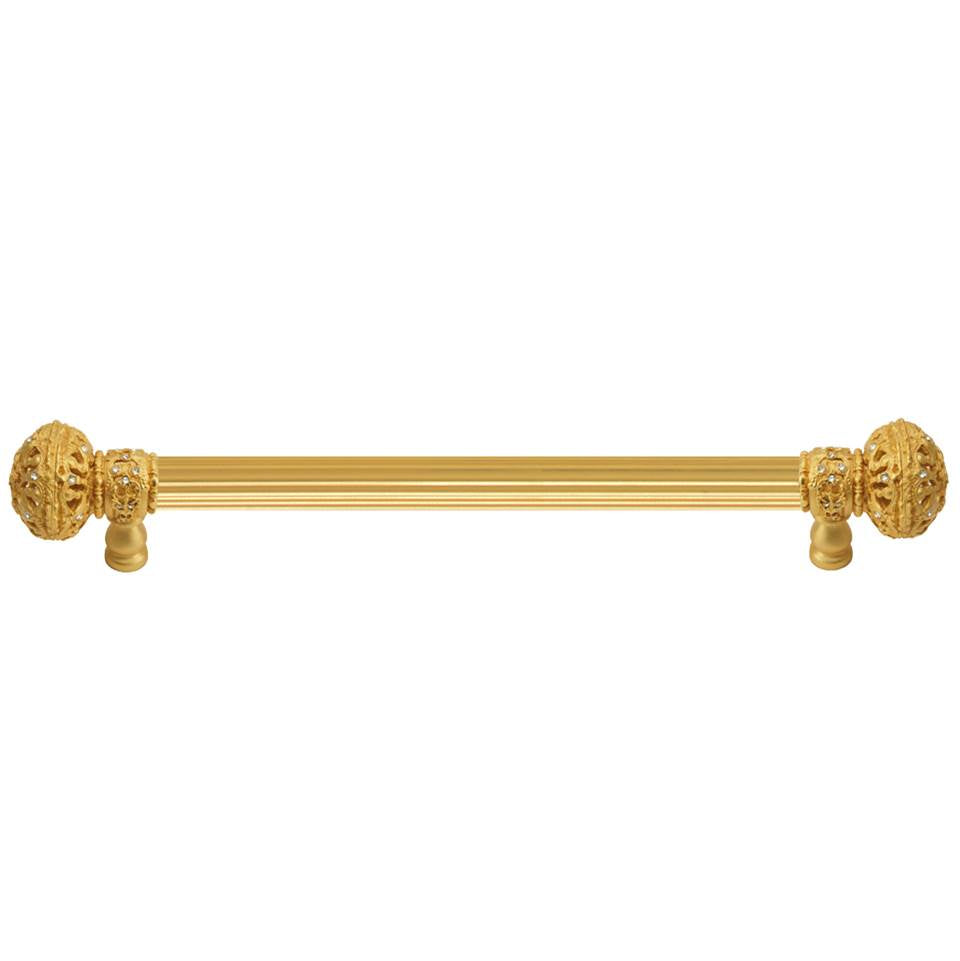 Carpe Diem Hardware - Juliane Grace 9'' O.C. (Approximately) With 5/8'' Reeded Center Long Pull Large Finial With Clear Swarovski Crystals In Gilded Mercury. - Gilded Mercury