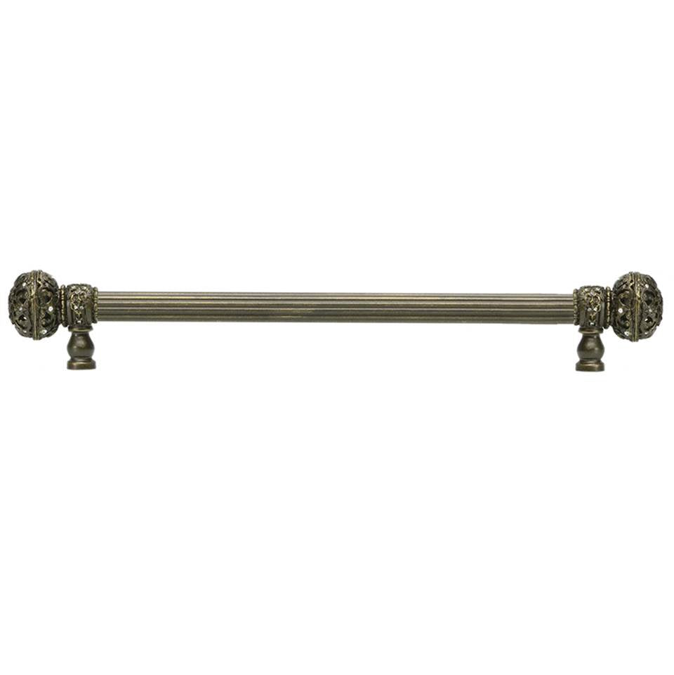 Carpe Diem Hardware - Juliane Grace 12'' O.C. (Approximately) With 5/8'' Reeded Center Long Pull Large Finial With Clear Swarovski Crystals In Antique Brass. - Antique Brass