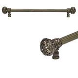 Carpe Diem Hardware - Juliane Grace 18'' O.C. Approx w/ 5/8'' Reeded Center Long Pull Large Finial w/ 56 Swarovski Crystals - Antique Brass
