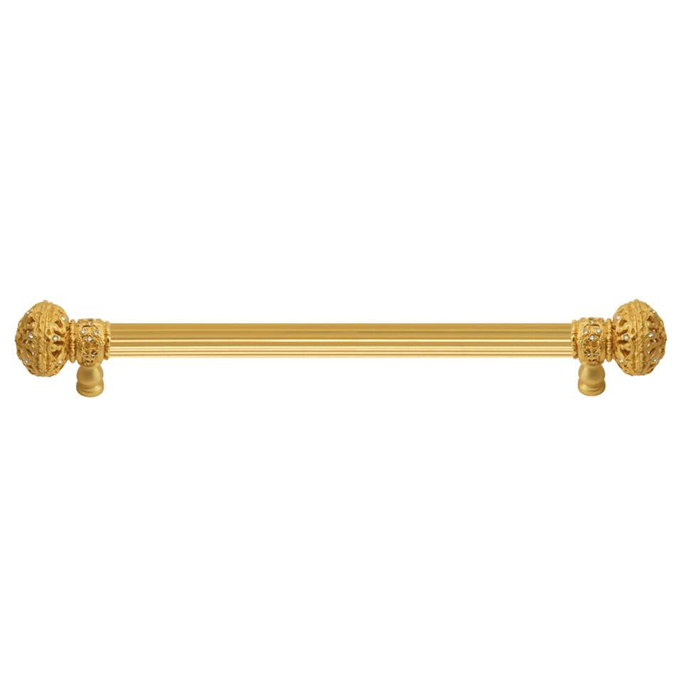 Carpe Diem Hardware - Juliane Grace 18'' O.C. (Approximately) With 5/8'' Reeded Center Long Pull Large Finial With Clear Swarovski Crystals In Gilded Mercury. - Gilded Mercury