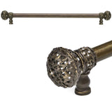 Carpe Diem Hardware - Juliane Grace 22'' O.C. (Approximately) With 5/8'' Smooth Center Long Pull Large Finial With Clear Swarovski Crystals In Antique Brass. - Antique Brass