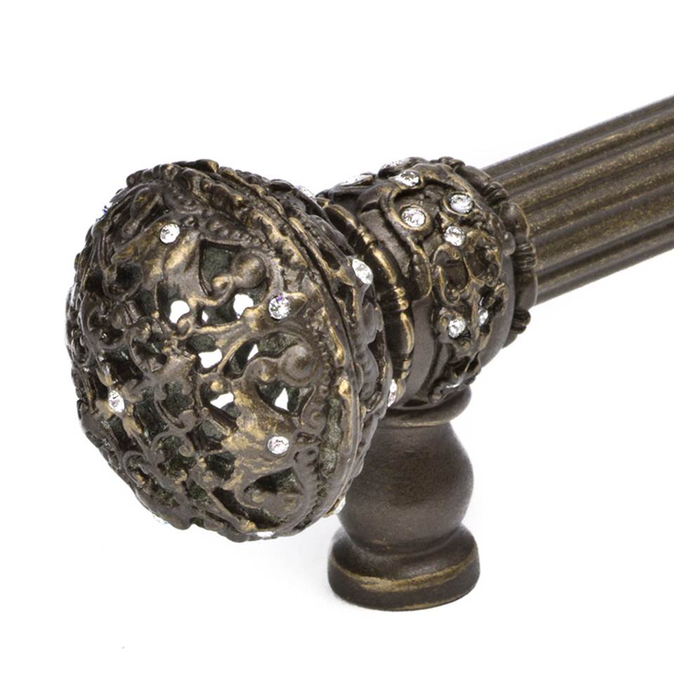 Juliane Grace 22'' O.C. (Approx) With 5/8'' Reeded Center Long Pull Large Finial W/ 56 Swarovski Clear Crystals