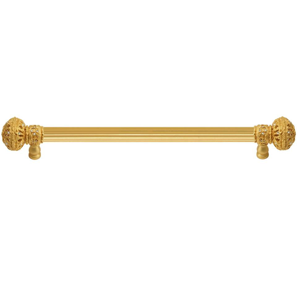 Carpe Diem Hardware - Juliane Grace 22'' O.C. (Approx) With 5/8'' Reeded Center Long Pull Large Finial W/ 56 Swarovski Clear Crystals - Gilded Mercury