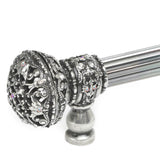 Juliane Grace 22'' O.C. (Approx) With 5/8'' Reeded Center Long Pull Large Finial W/ 56 Swarovski Clear and Aurore Boreale Crystals