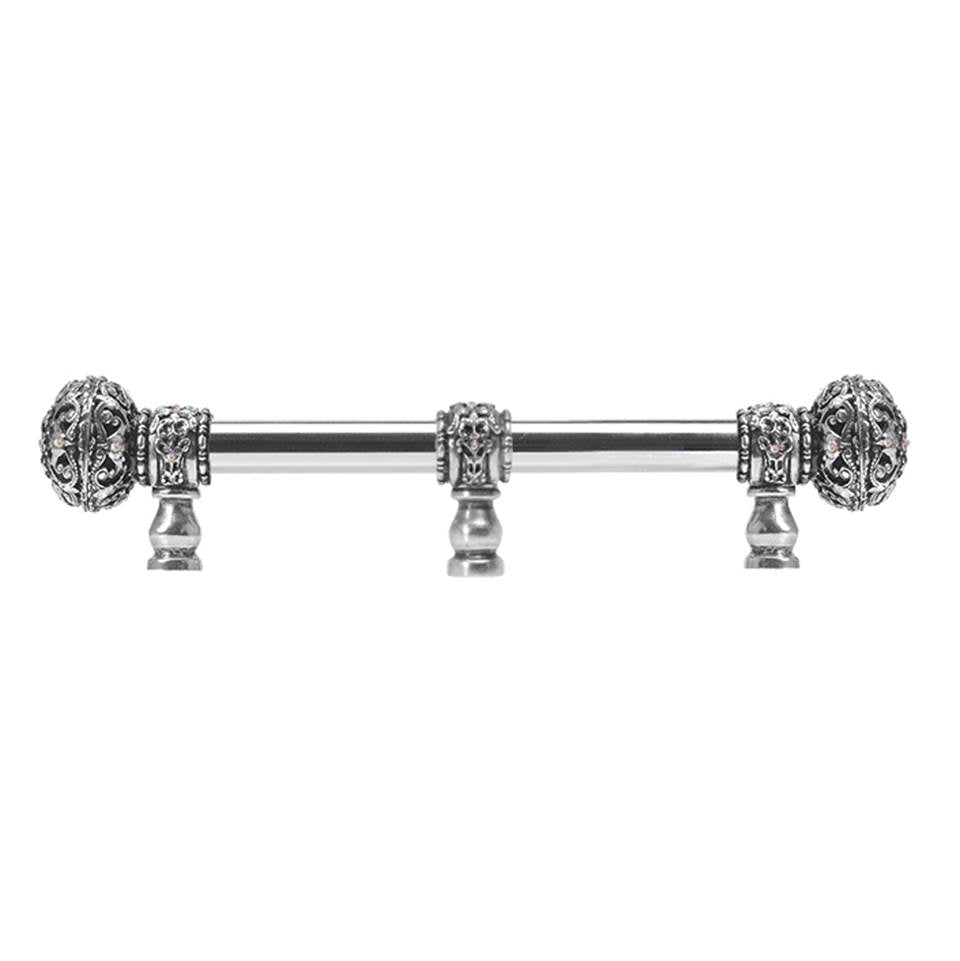 Carpe Diem Hardware - Juliane Grace 6'' O.C. (Approx) With 5/8'' Smooth Center Long Pull Large Finial W/ 65 Swarovski Clear and Aurore Boreale Crystals With Center Brace - Chalice