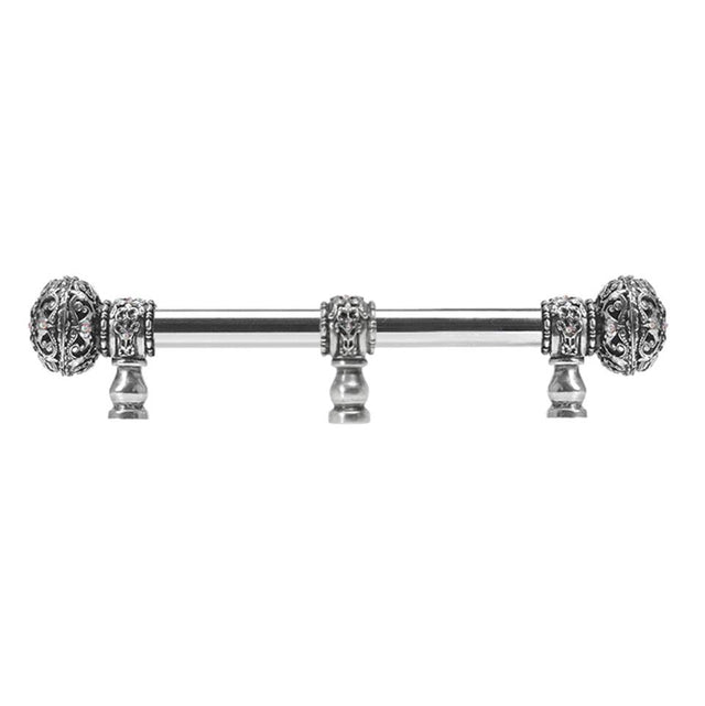 Carpe Diem Hardware - Juliane Grace 6'' O.C. (Approx) With 5/8'' Smooth Center Long Pull Large Finial W/ 65 Swarovski Clear and Aurore Boreale Crystals With Center Brace - Chalice