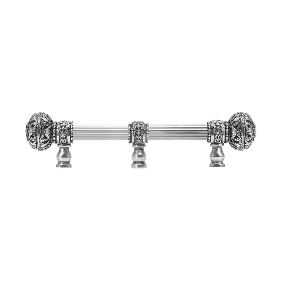 Carpe Diem Hardware - Juliane Grace 6'' O.C. (Approx) With 5/8'' Reeded Center Long Pull Large Finial W/ 65 Swarovski Clear and Aurore Boreale Crystals With Center Brace - Chalice