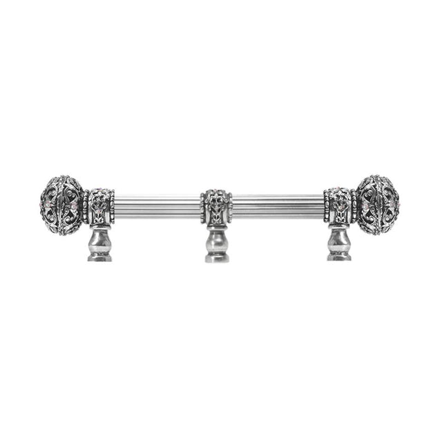 Carpe Diem Hardware - Juliane Grace 6'' O.C. (Approx) With 5/8'' Reeded Center Long Pull Large Finial W/ 65 Swarovski Clear and Aurore Boreale Crystals With Center Brace - Chalice