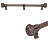 Carpe Diem Hardware - Juliane Grace 12'' O.C.Approx w/ 5/8'' Reeded Center Long Pull Large Finial w/ 65 Swarovski Crystals w/ Center Brace - Antique Brass